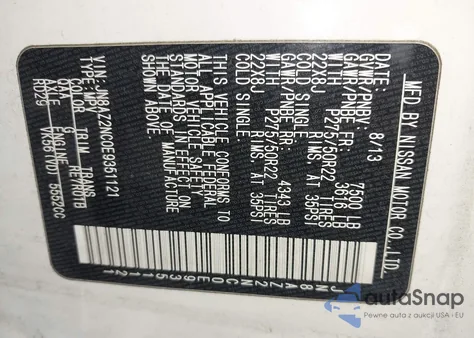 2014 Infiniti Qx80 z USA, uszkodzony, nr VIN JN8AZ2NC0E9351121